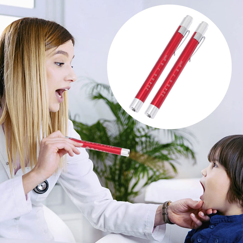 2 pieces diagnostic light, medicine pupil light, medical flashlight, pen with light, LED pen lamp, penlight pupil lamp with pupil gauge, pocket clip for nurses, doctors, students