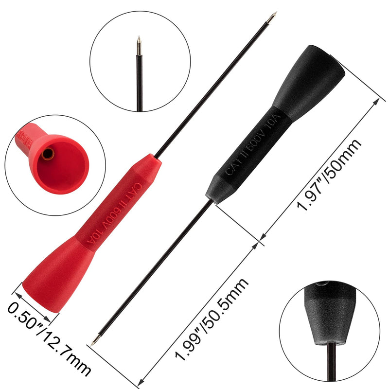 ANCIRS 6 Pack 2mm Needle Test Probes, 600V/10A Non-Destructive Multimeter Test for Fluke Leads tl71 tl75- 3 Black & 3 Red