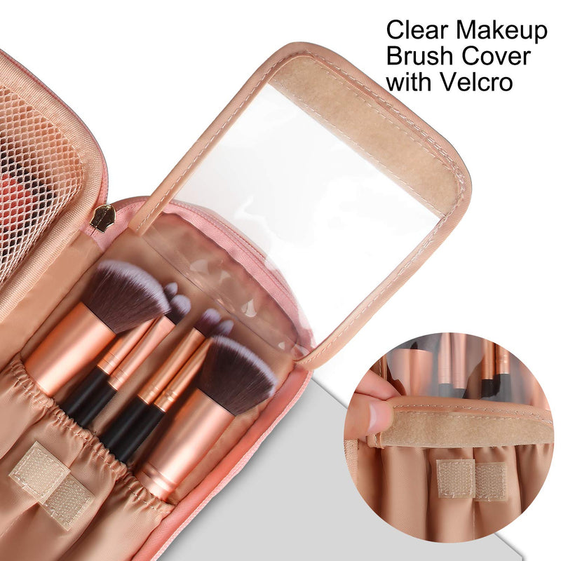 Relavel Makeup Bag Small Travel Cosmetic Bag for Women Girls Makeup Brushes Bag Portable 2 Layer Large Capacity Cosmetic Case Brush Storage Organizer Pouch Christmas Gifts Purse Waterproof Toiletry Bag (Pink) A Pink
