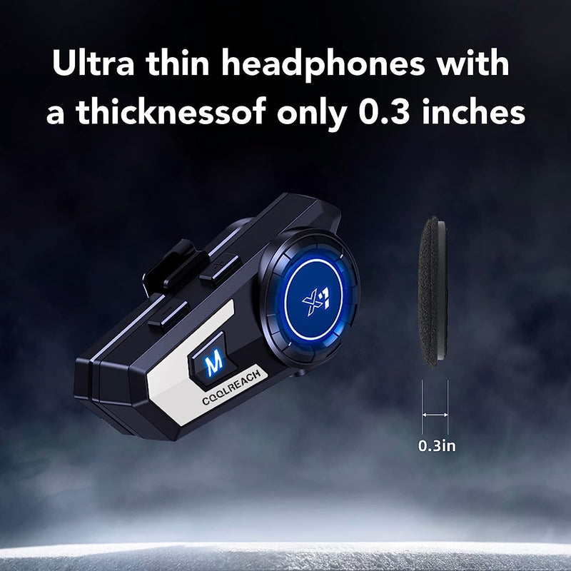 Khptop Motorcycle Helmet Bluetooth Headset,Sking Earphone,CVC Noise Cancellation Stereo Music Automatic answering,90 Hours Playing time High Sound Ultra-Thin Headset Black