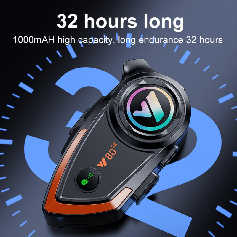 Khptop Motorcycle Helmet Bluetooth Headset 500meters 2 Riders Bluetooth Helmet Intercom Headset with CVC Noise Sound Quality Speakers Communication Systems Motorcycle Riding/Snowmobile/Cycling/Sports Single Pack
