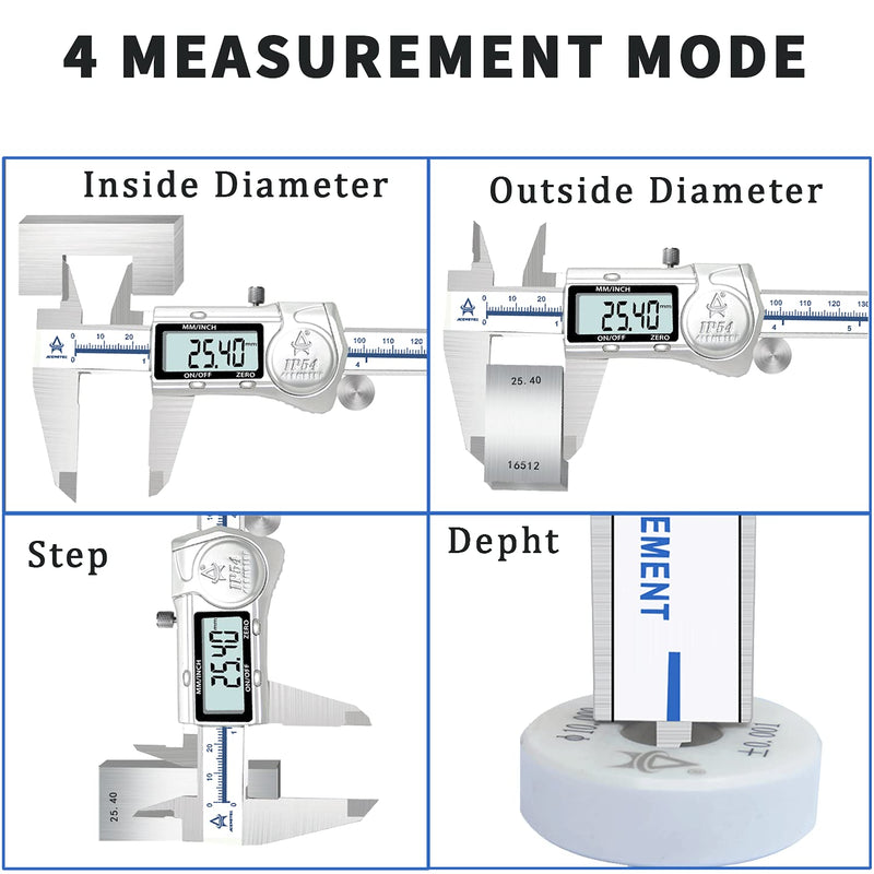 ACEMETER Digital Caliper, 6 Inch Caliper Measuring Tool,IP54 Waterproof Protection Design,Large LCD Screen,Electronic Digital Micrometer with Inch Metric Fraction 6 inch IP54-Waterproof