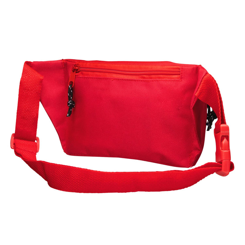 NOVAMEDIC First Aid Empty Fanny Pack, 8"x2"x6", Waist Bag with 3 Zippered Compartments & Adjustable Strap for Lifeguard, Hiking, Travel Men & Women, Durable, Red