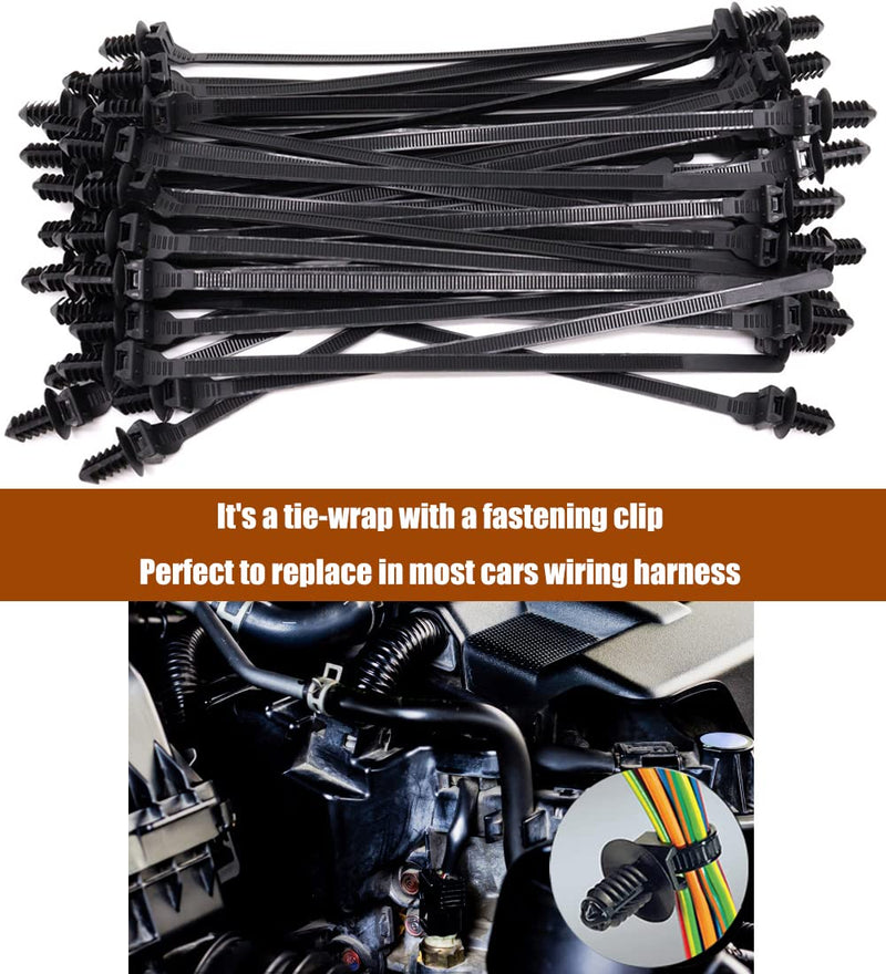 Nylon Push Mount Cable Zip Tie, 8.3" Heavy Duty Nylon Push Mount Self Locking Assortment for Indoor Wire Tying- Black 8.3x0.2inch 40 Pack 8.3x0.2inch(40Pcs)