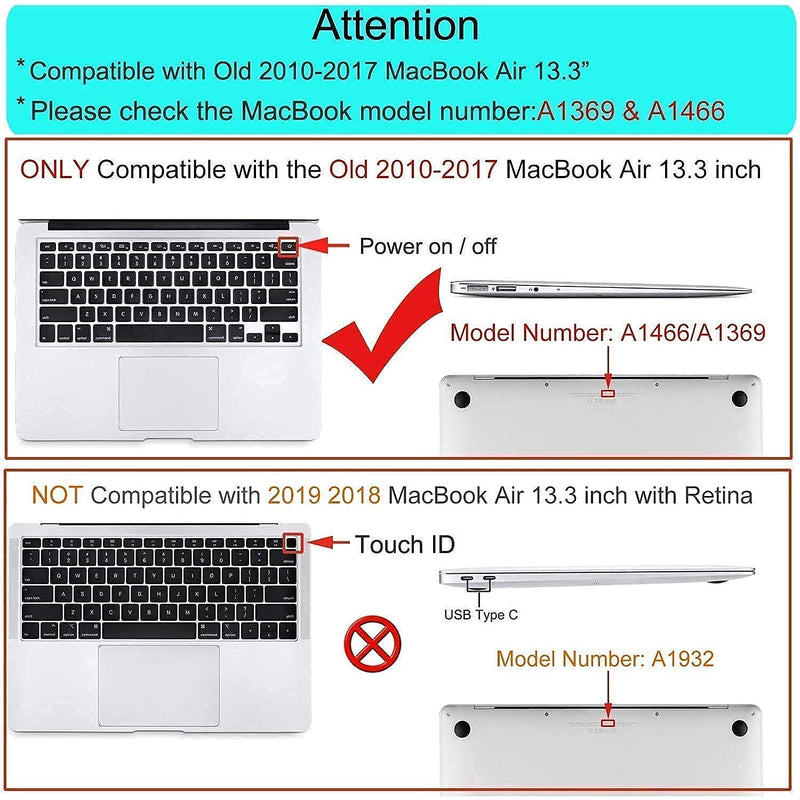 MOSISO Plastic Hard Shell Case & Water Repellent Polyester Sleeve Bag Compatible with MacBook Air 13 inch (Models: A1369 & A1466, Older Version 2010-2017 Release)