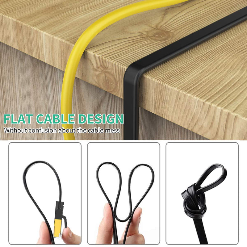 Cat 8 Ethernet Cable 3 ft, Bstxnwen Flat CAT8 Ethernet Internet Cable High Speed 40Gbps 2000MHz Flat Internet Network LAN Cable for Router, Modem, PC, Switches, Hub, Laptop, Gaming, Xbox 3FT