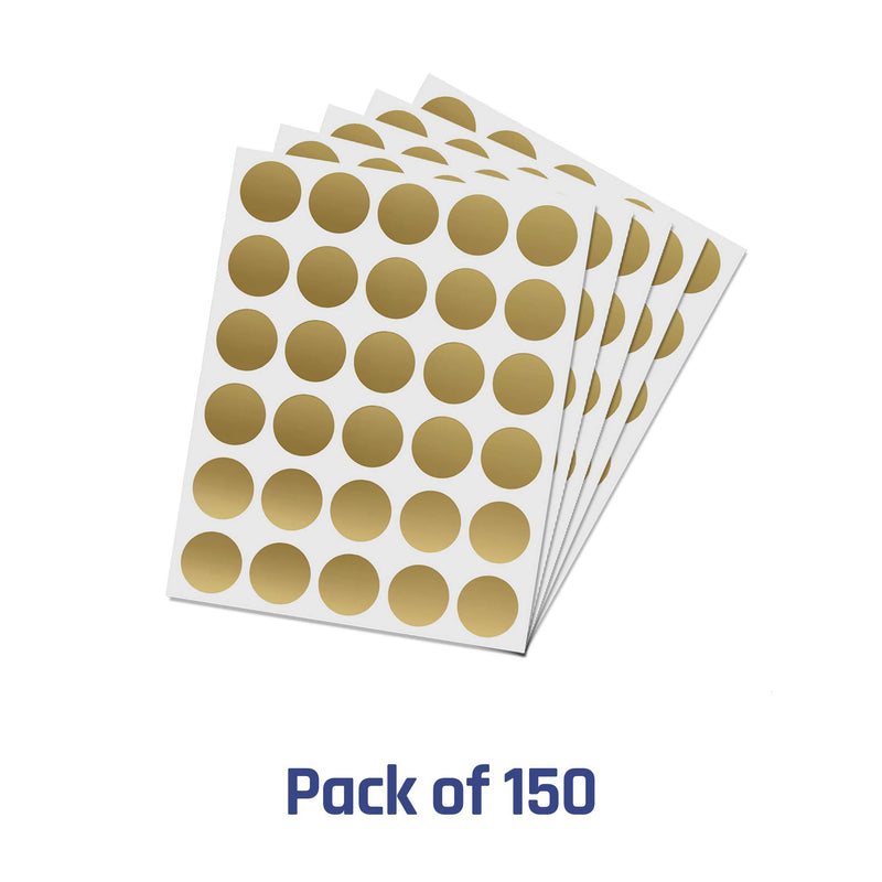 150 Pack, 1" Scratch Off Stickers Labels, Round Circle - Gold Pack of 150