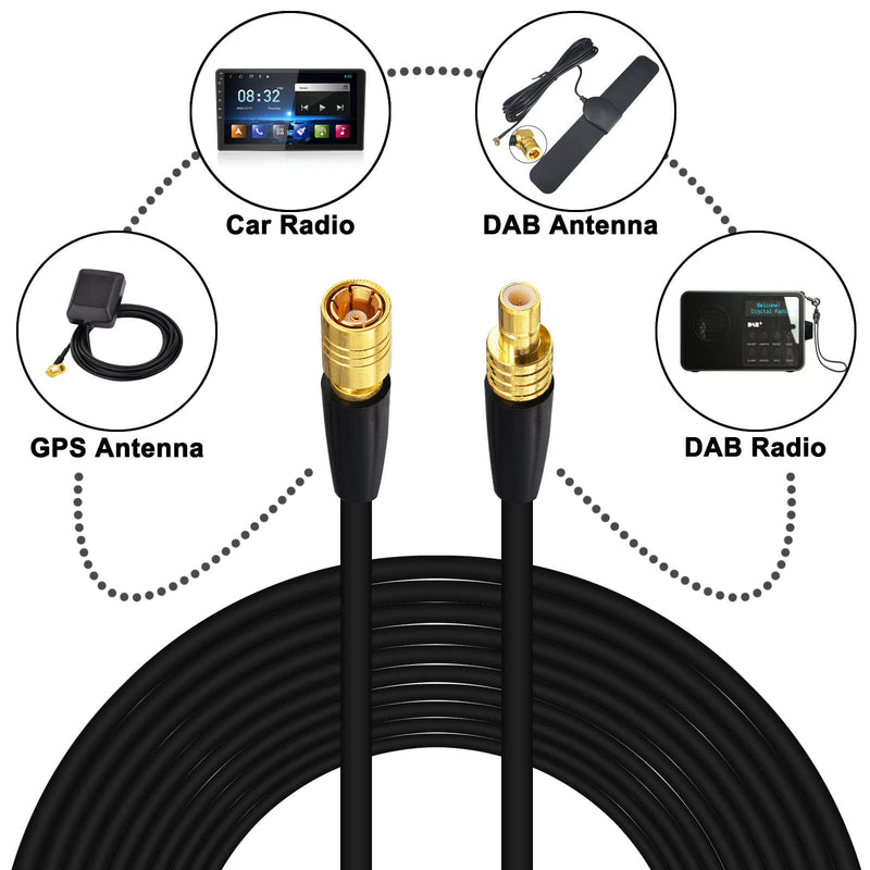 YOTENKO Sirius XM Radio Antenna Extension Cable 16ft/5m SMB Male to SMB Female Connector Cable RG174 for Sirius XM Satellite Radio Home Car Radio Stereo Receiver Tuner 16 feet