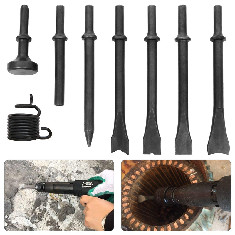 8 PCS Air Hammer Attachments, Air Chisel Bits Air Hammer Bit for 150/190/250 Air Hammer, Chipping Bits Set for Masonry Concrete Demolition