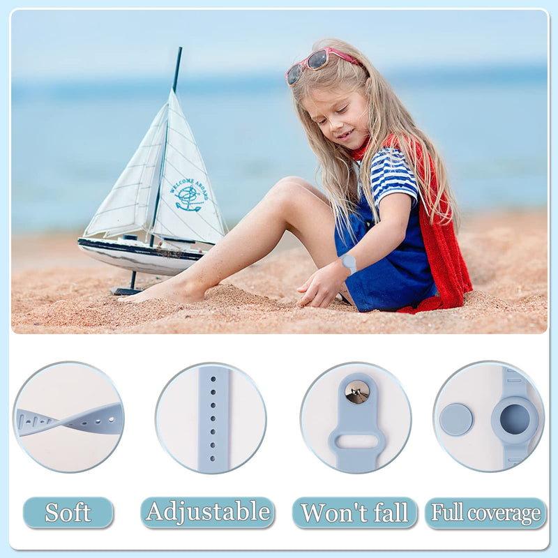 Kids Waterproof Airtag Bracelet Compatible with Apple AirTag, Hidden Silicon Protective Case for Air Tag GPS Tracker Holder, Adjustable Anti-Lost Watch Band for Toddler Child (Pink & Blue) Pink&Blue