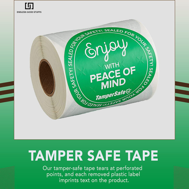 Endless Goods Stuff -TamperSafe 3" Enjoy with Peace of Mind Round Green and Black Paper Tamper-Evident Label (Green)