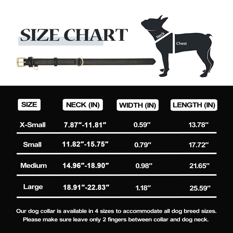 Tanpie Genuine Leather Dog Collar for Large Medium Small Dogs Classic Soft Breathable Waterproof Collars Black Extra Small Extra Small(Pack of 1)