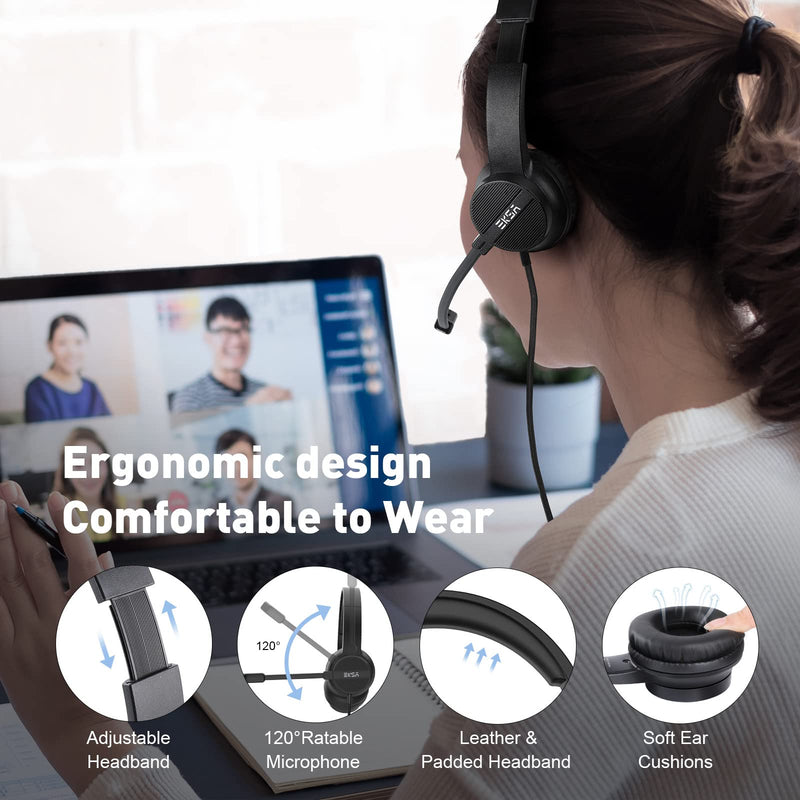 Headsets with Microphone for Laptop, 3.5mm Wired Computer Headset Super-Lightweight Noise Cancelling Headphones with in-line Control Volume & Mute, PC Headset Perfect for Classroom, Home or Office