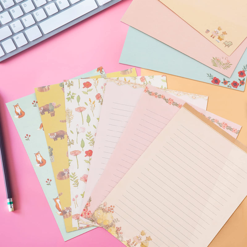 180 Pcs Stationery Papers and Envelopes Set Includes 60 Stationery Envelopes 120 Lined Stationery Writing Paper with 96 Colorful Round Dot Stickers, 10 Designs