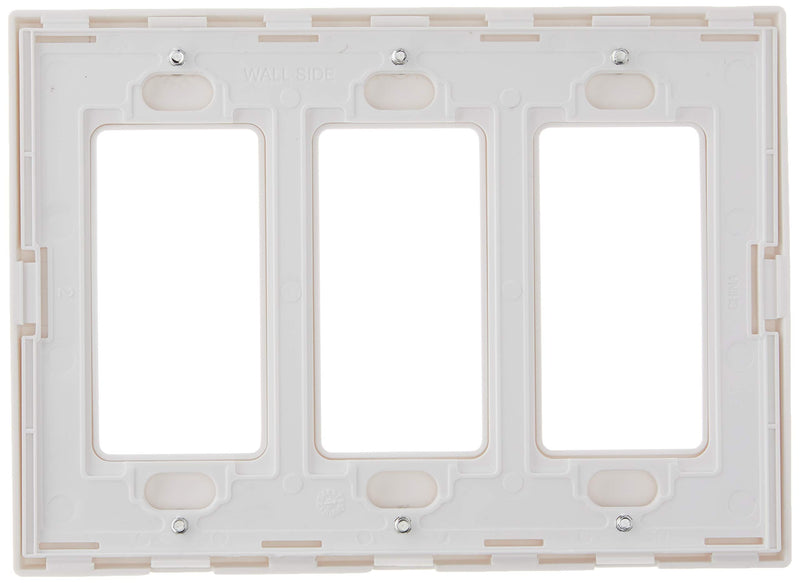 Leviton 80311-SW 3-Gang Decora Plus Wallplate Screwless Snap-On Mount, White 3 Gang Wall Plate