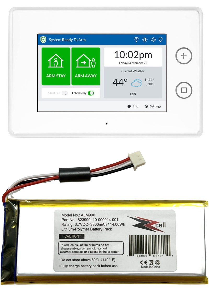 ZZcell ALM990 Battery Replacement for ADT Panel SmartThings, 823990, 10-000014-001, 2GIG GC3 Panel, SP1-GC3, GC3e Panel 3.7Volts 3800mAh