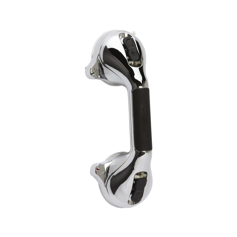 HealthSmart 12" Suction Cup Grab Bar, Safety Hand Rail, Support - Handicap, Elderly, Injury, Senior Assist, Color Indicator Showing when Bar is Secure, Chrome