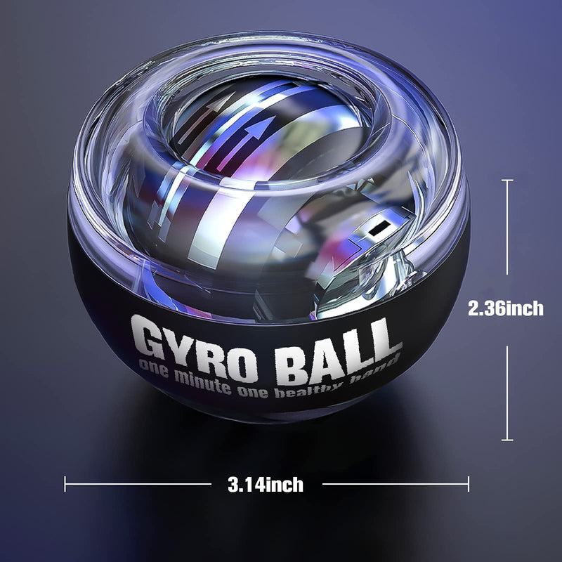 JIN BD Wrist Trainer Ball Auto-Start Wrist Strengthener Gyroscopic Forearm Exerciser Gyro Ball for Strengthen Arms, Fingers, Wrist Bones and Muscles BLACK Without Light