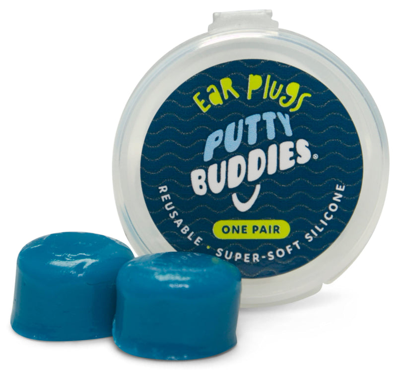 Putty Buddies Ear Plugs 10-Pair Pack - Soft Silicone Ear Plugs for Swimming & Bathing - Invented by ENT Physician - Block Water - Premium Swimming Earplugs - Doctor Recommended Blue/Red/Teal