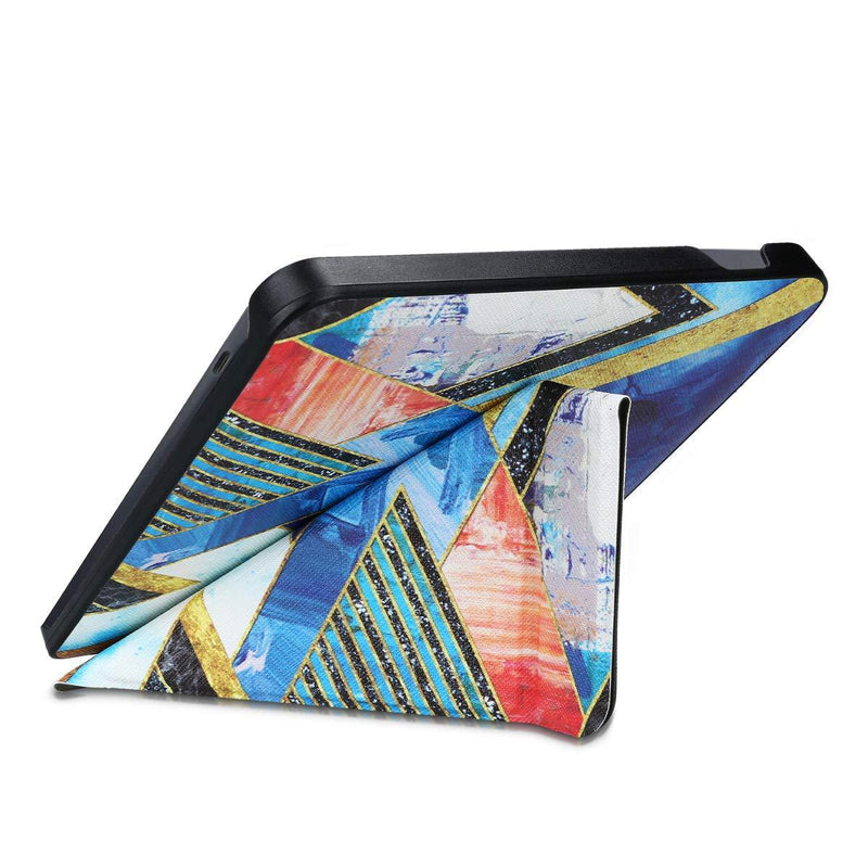 kwmobile Origami Case Compatible with Kobo Libra H2O - Case Slim Premium PU Leather Cover with Stand - Moon and Mountains Gold/Coral/Dark Blue Moon and Mountains 21-76-17