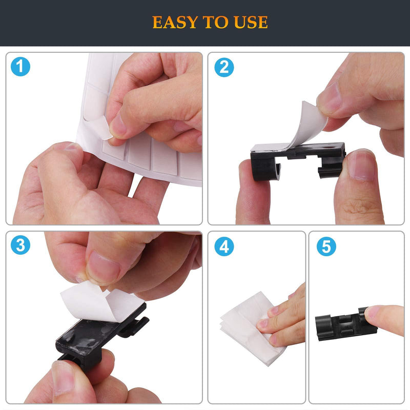 SOULWIT 50 Pcs Self Adhesive Cable Management Clips, Cable Organizers Sticky Wire Clips Cord Holder for TV PC Laptop Ethernet Cable Desktop Home Office (Large,Transparent) Large Transparent-Large