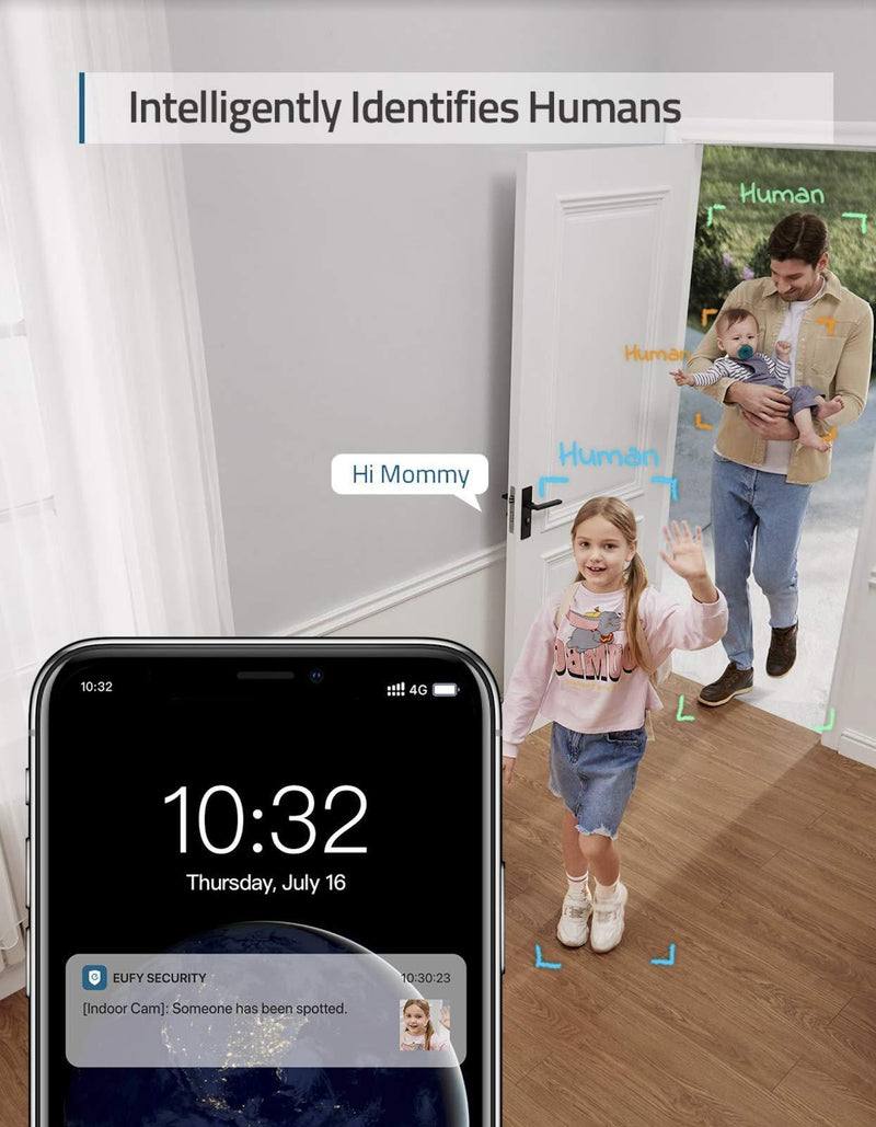 eufy Security Solo IndoorCam P24, 2K Pan & Tilt Security Indoor Camera, Plug-in Camera with Wi-Fi, Human & Pet AI, Voice Assistant Compatibility, Night Vision, Motion Tracking, HomeBase not Compatible