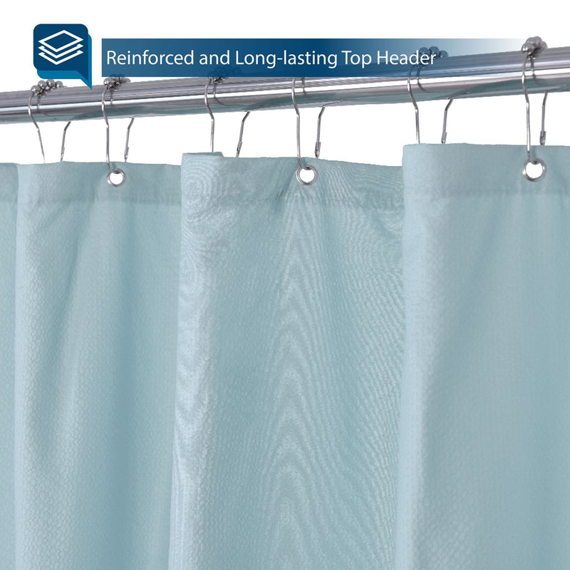 Barossa Design Soft Fabric Shower Liner or Curtain with Embossed Dots, Hotel Quality, Machine Washable, Water Repellent, Blue, 70 x 72 inches Blue Aqua 70"W x 72"H