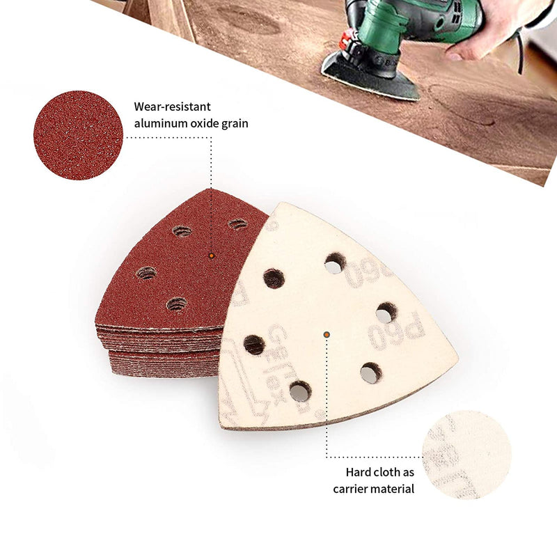 STEBRUAM delta sander sandpaper triangle sander, pack of 65 delta sandpaper Velcro sandpaper 120 grits for sanding triangles 93x93x93mm Triangle sandpaper 120 grits