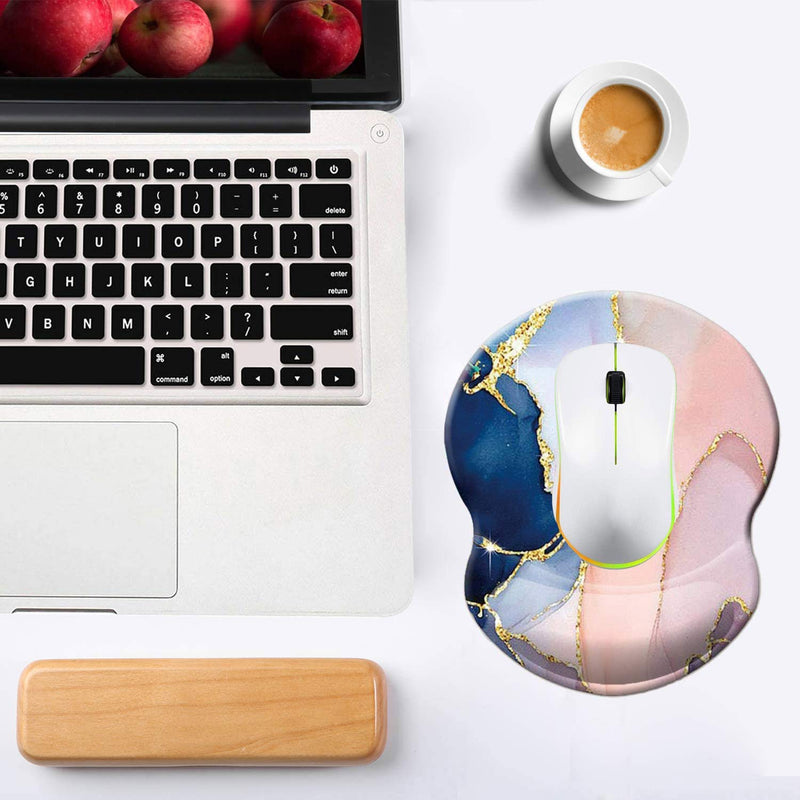 Mouse Pad with Wrist Support, Non Slip Mousepad Wrist Rest for Office, Computer, Laptop & Mac- Durable & Comfortable & Lightweight Ergonomic Support Mouse Mat (Pretty Marble-Wrist) Pretty Marble-Wrist