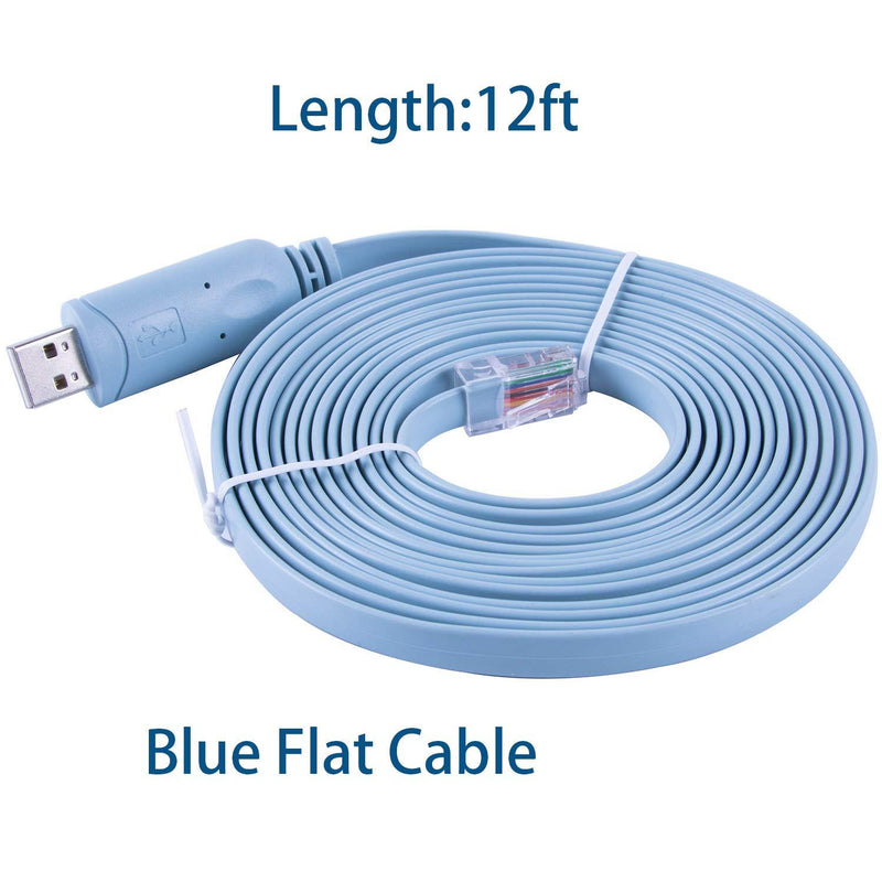 Network Equipment Console Cable for Cisco Routers, Switches and Firewall Equipment,USB Type A to RJ45 RS232 Console Cable (12FT, USB A) 12FT USB Type-A