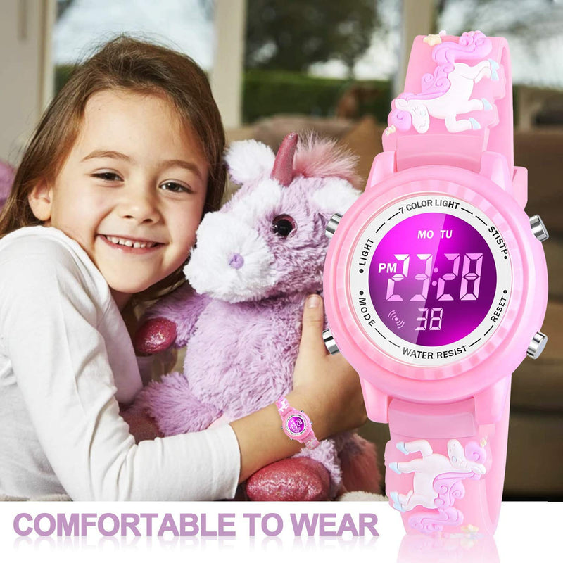 Viposoon Gift for Kids Age 3 4 5 6 7 8 9, Watches for 4-10 Year Old Kids Outdoor Toys for Boys Girls - Best Gifts Unicorn Pink