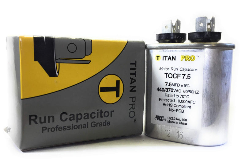 Motor Run Capacitor, 7.5 MFD, 2-3/4 in. H 1