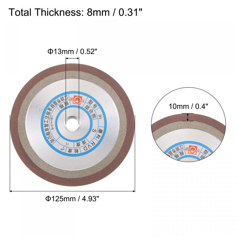 sourcing map 125mm Diamond Grinding Wheel 13mm Bore 150 Grit Carbide Metal Cutter