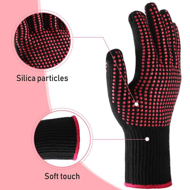 4 Pieces Heat Resistant Glove with Silicone Bumps 1 Roll Heat-Resistant Adhesive Tape Heat Proof Glove Mitts BBQ Even Tool for Printed Heat Transfer Curling Flat Iron Hair Styling Tools (Rose Red) Rose Red