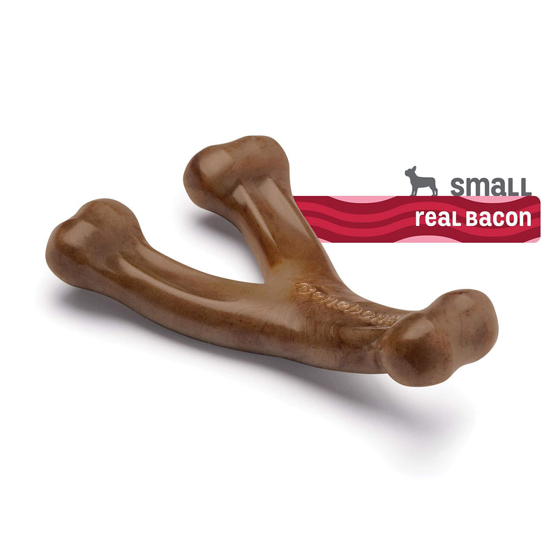 Benebone Real Bacon Durable Wishbone Dog Chew Toy for Aggressive Chewers, Made in USA Small