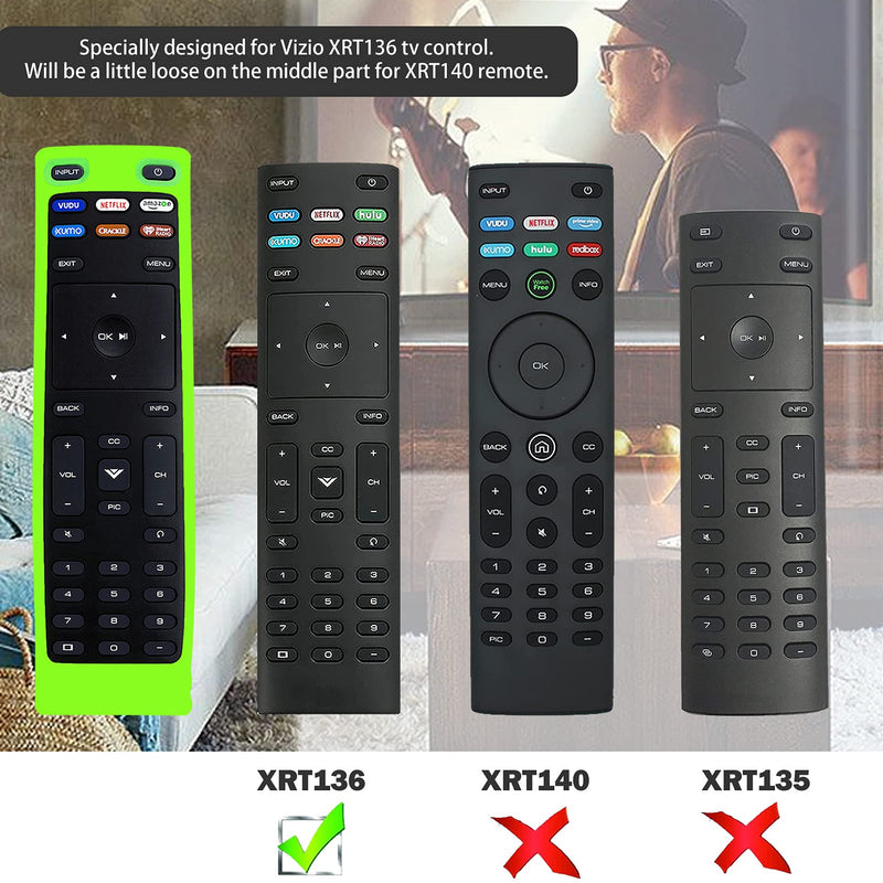 Remote Case for Vizio XRT136, Vizeo Remote Cover for Vizio TV Control, Video Remote Control Silicone Cover, Universal Controller Replacement Sleeve Skin Glow in The Dark 2 Pack