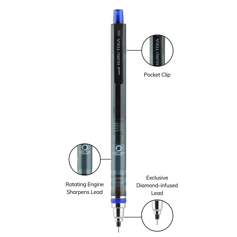 uni-ball KuruToga Mechanical Pencil, 0.5mm, HB #2, 1 Count Standard Packaging