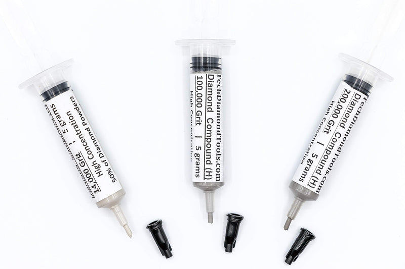 TechDiamondTools Kit of 3 Diamond Polishing Compound Polishing Paste 14000 100000 200000 Grit for Marble Glass Metal Rock Jewelry Resin Silver Gemstone with High Concentration Diamond Powder USA Made 200000 100000 14000 grit