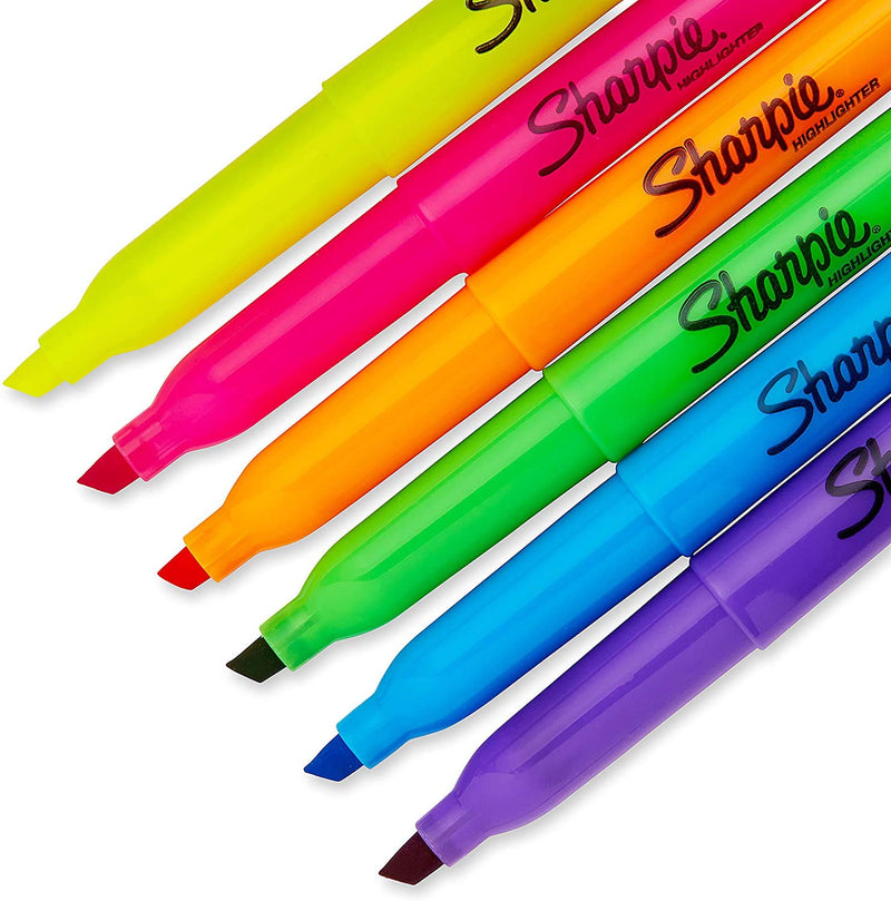 Sharpie 27145 Pocket Highlighters, Chisel Tip, Assorted Colors, 12-Count