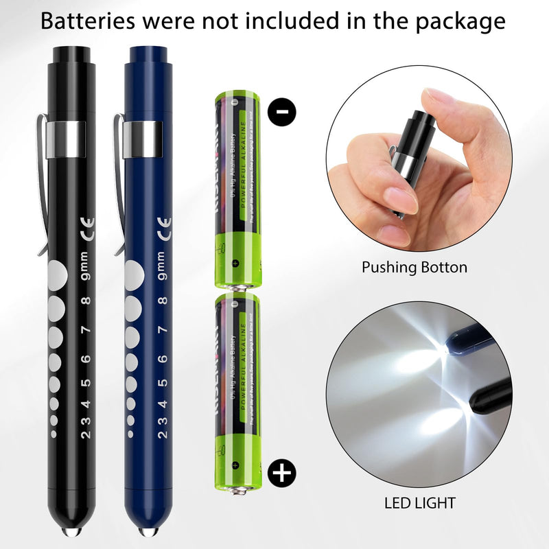 RISEMART pupil light, diagnostic light, nurse emergency service accessories with pupil measuring device and ruler (dark blue with black) dark blue with black