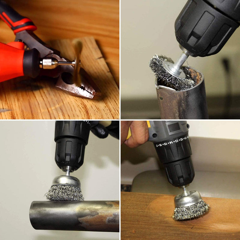 45 Wire Brush Set, Cup Brush Drill, Stainless Steel Brush Brush, for Drill Polishing Grinding Cleaning (Stainless Steel)