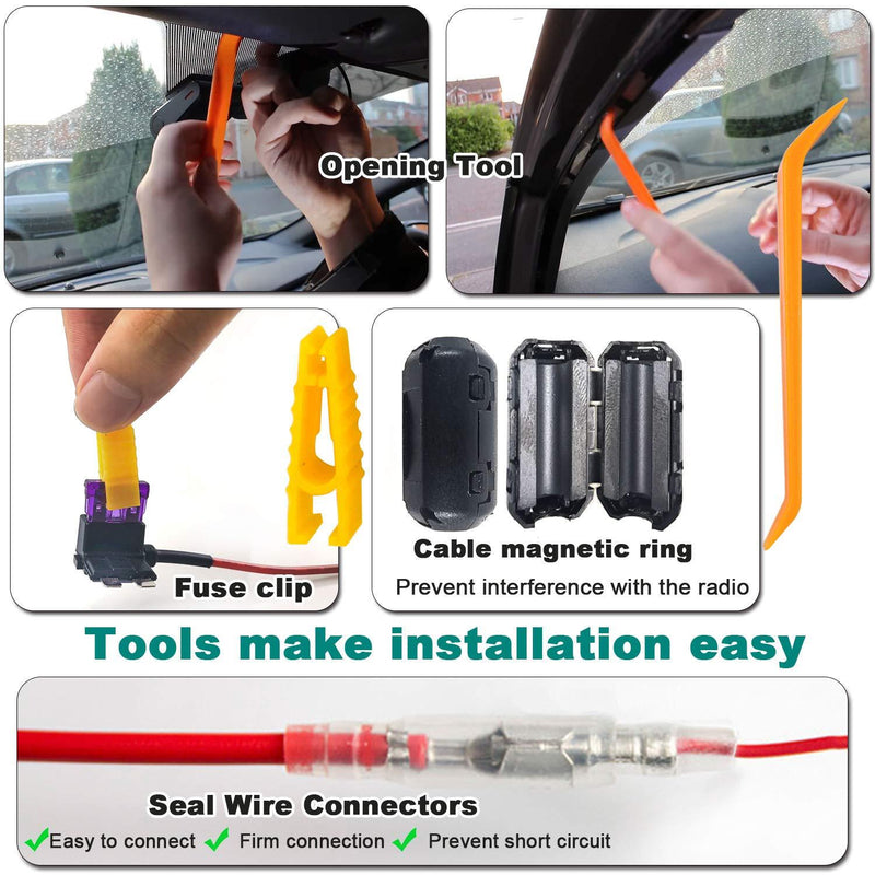 Dash Cam Hardwire Kit with Mini/Micro/Type-c Port, 4 Meter Dashboard Camera Car Charger Cable Kit 12V- 24V to 5V, Power Adapter with LP/Mini/ATO/Micro2 Fuse for Dash Cam, GPS Navigator, Radar Detector