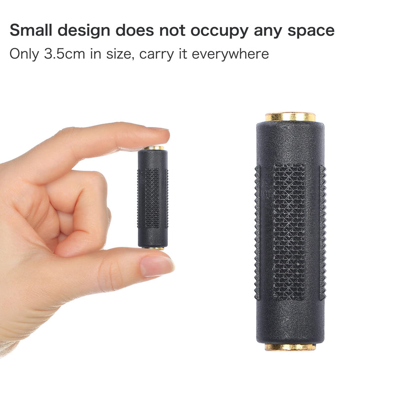 QIANRENON 3.5mm Stereo Audio Jack to 3.5mm Adapter Female to Female Connector Coupler for Stereo Cable Speaker & Headphone etc Gold Plated 2 Pack