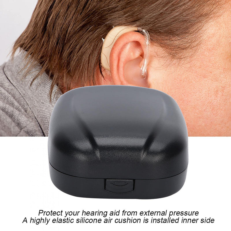 Hearing Aid Case Waterproof Portable Drop Resistance Hearing Aid Storage Box Portable Hearing Aid Box Hearing Aid Protective Box for Store Hearing Aids(black) black