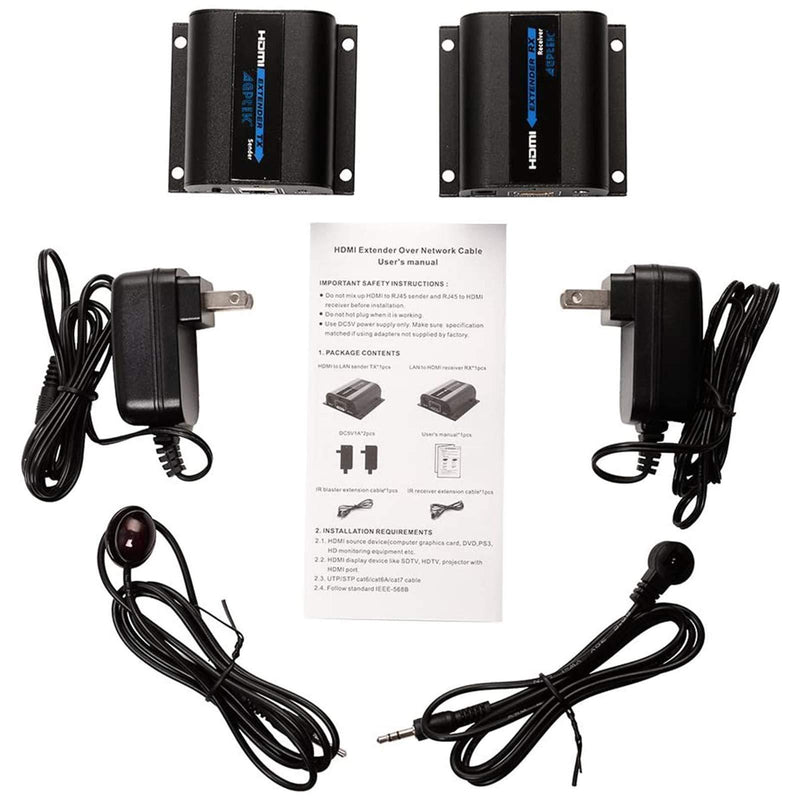 AGPtek LKV372A 60m/190ft 1080P HD HDMI Network Extender Over Single Cat6/6a/7 Ethernet Cable with IR Remote Control