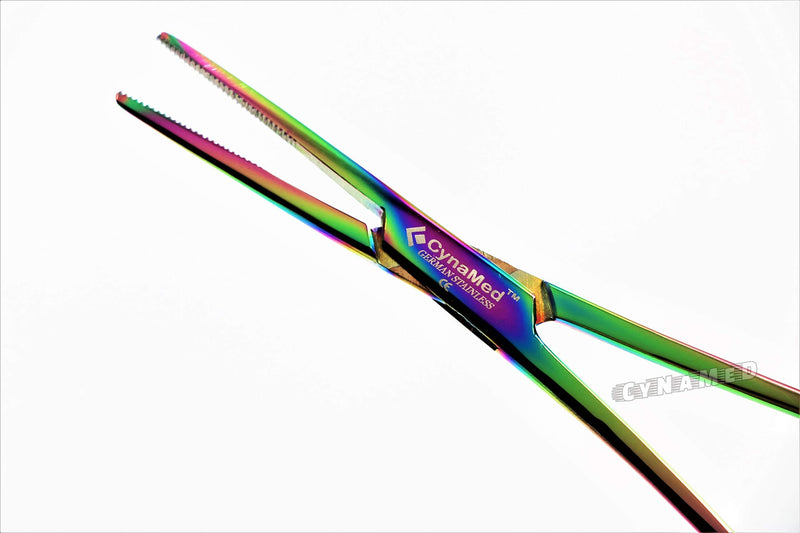 Premium 1 Each 5.5" Straight Hemostat Forceps Locking Clamps Stainless Steel Set-Multi Rainbow Color