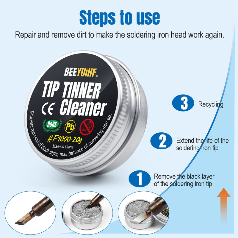 BEEYUIHF soldering tip cleaner set - lead-free soldering tip reactivator 16g + rosin flux paste (1.76oz/50g) + soldering sponge cleaning (50x35x5mm) + soldering tip cleaner