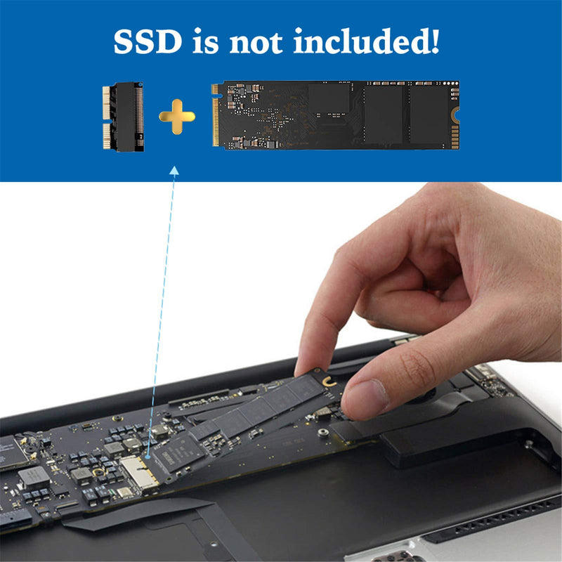 NGFF M.2 NVMe SSD Convert Adapter Card for Upgrade MacBook Air 2013 2014 2015 2016 2017 and Mac Pro Retina 2013 2014 2015, NVMe AHCI SSD Upgraded Kit for A1465 A1466 A1398 A1502 Black