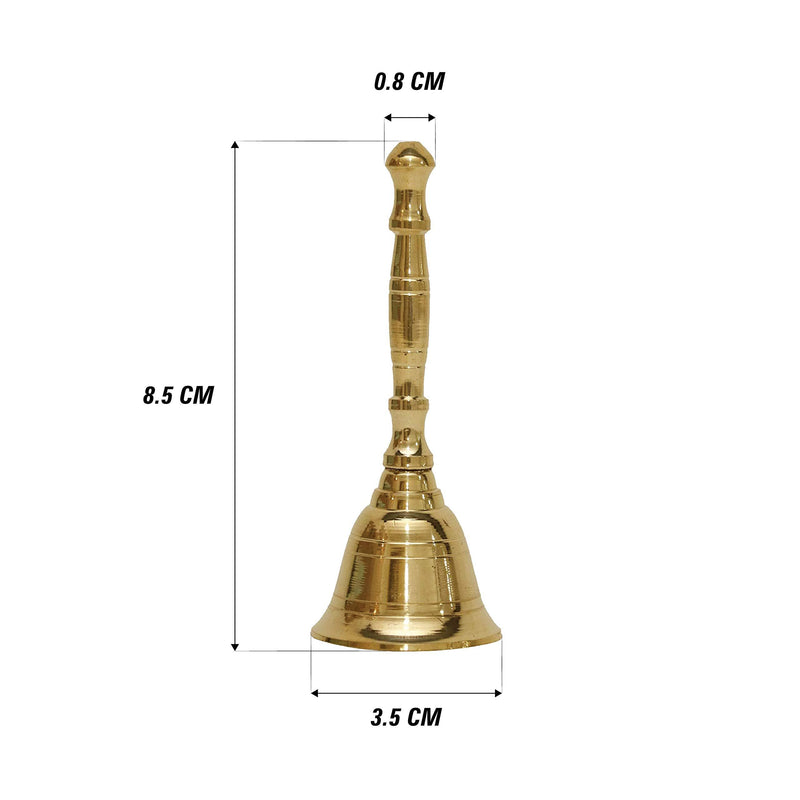 Shubhkart Solid Brass Hand Bell- Puja Ghanti for Wedding Events Decoration, Food Line, Alarm, Jingles, Service Bell(Small)