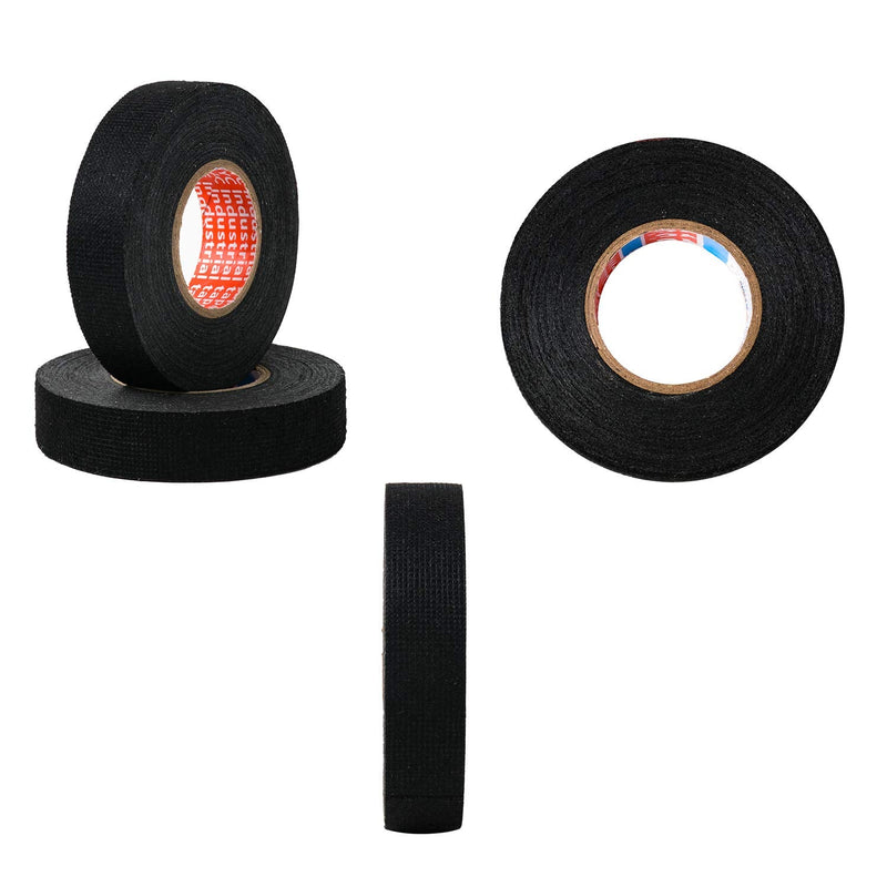 HSTECH 2 Rolls Width 1in Wire Loom Harness Tape, Speaker Wiring Harness Cloth Tape, Black Adhesive Fabric Tape, for Automobile Electrical Wire harnessing Noise Dampening Heat Proof （15mm X 15m） Width:15mm (2 Rolls)